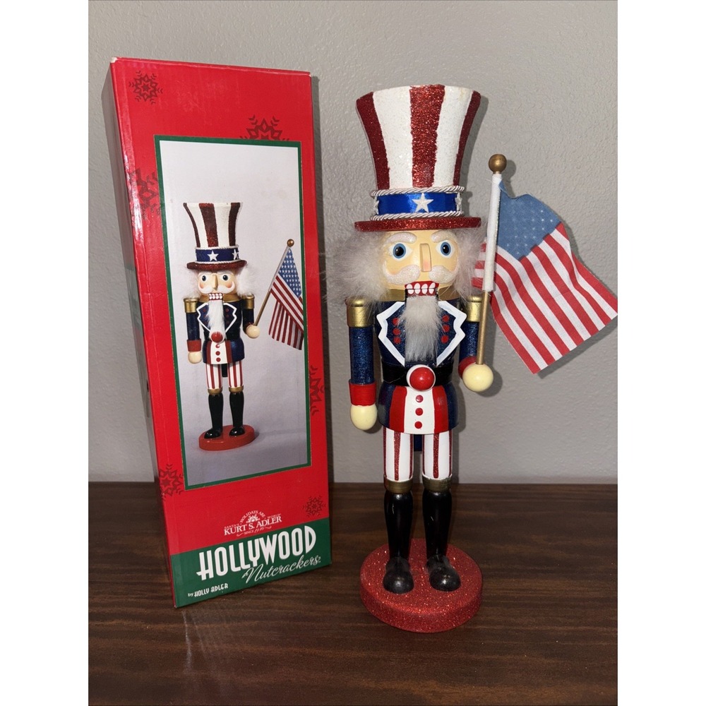 Kurt S Adler Hollywood 14.5" Wooden Uncle Sam Nutcracker